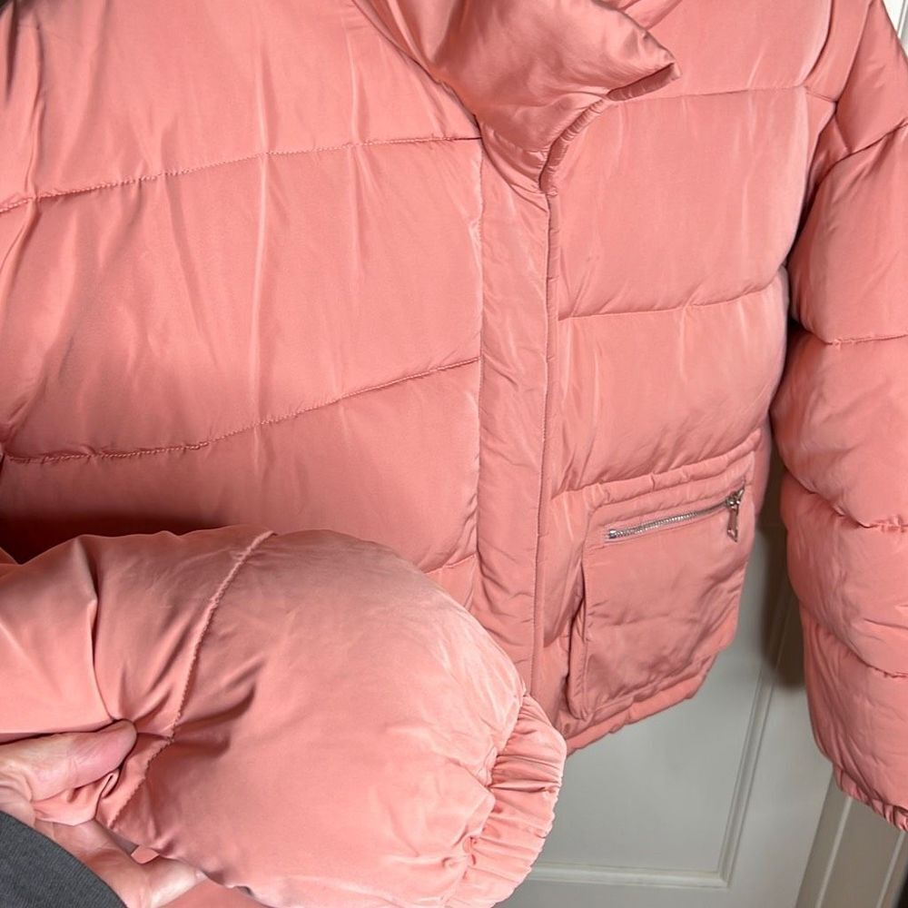 Pink blush puffer bubble zip up jacket Size Large New - Picture 6 of 9